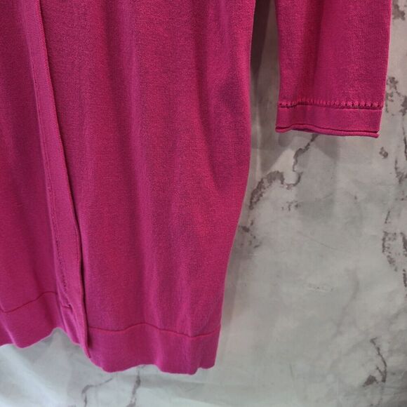 Chicos Cardigan Womens 0 Small Pink Wrap Topper Magenta Hot Travelers Ruana Long - Picture 4 of 12